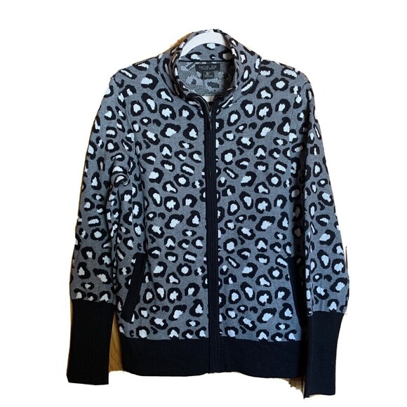 Rachel Zoe Womens Size Large Multicolor Animal Print Zip Up Cardigan Sweater - Picture 1 of 5